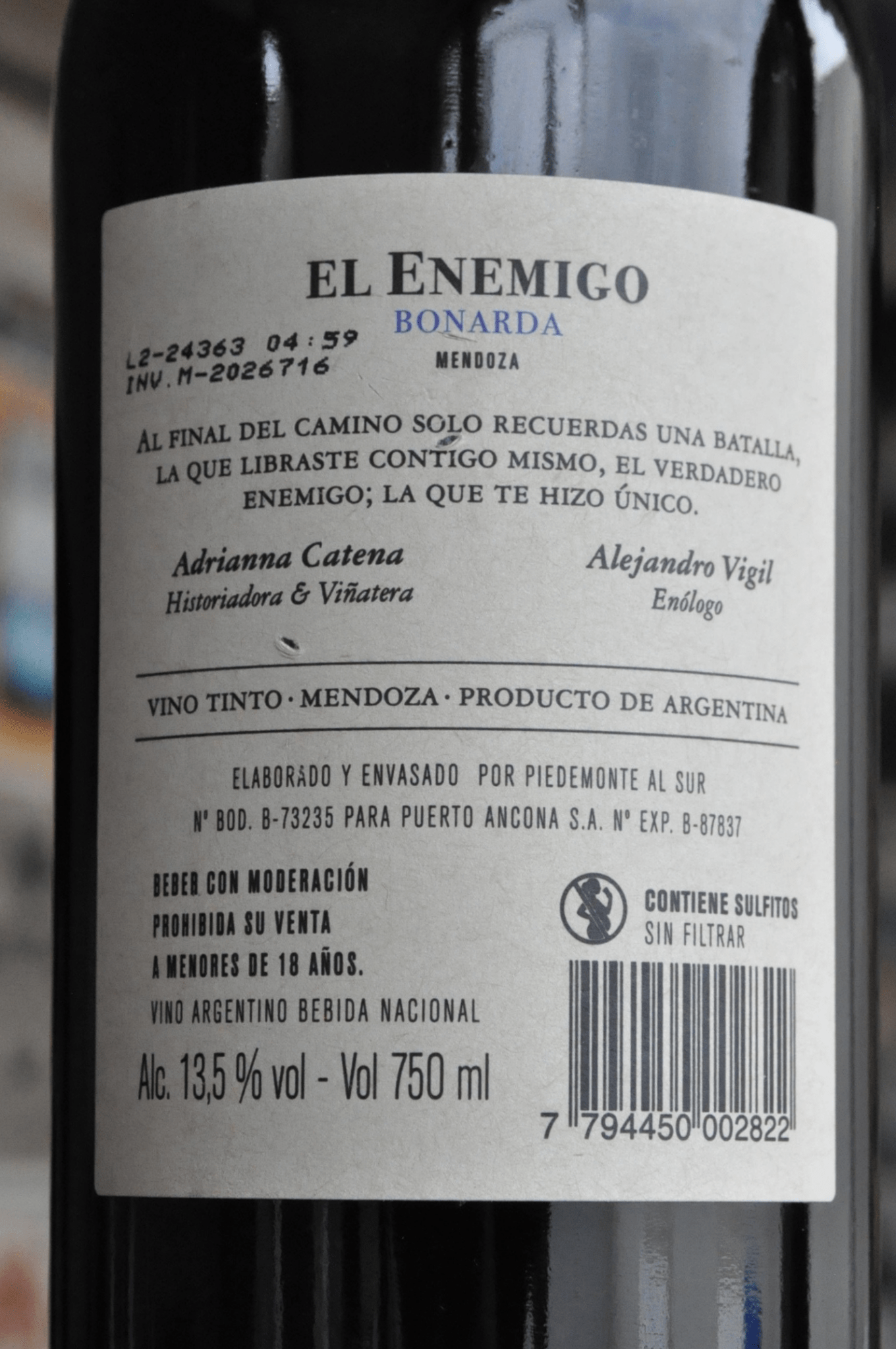 El Enemigo Bonarda 2022 - BebaVino