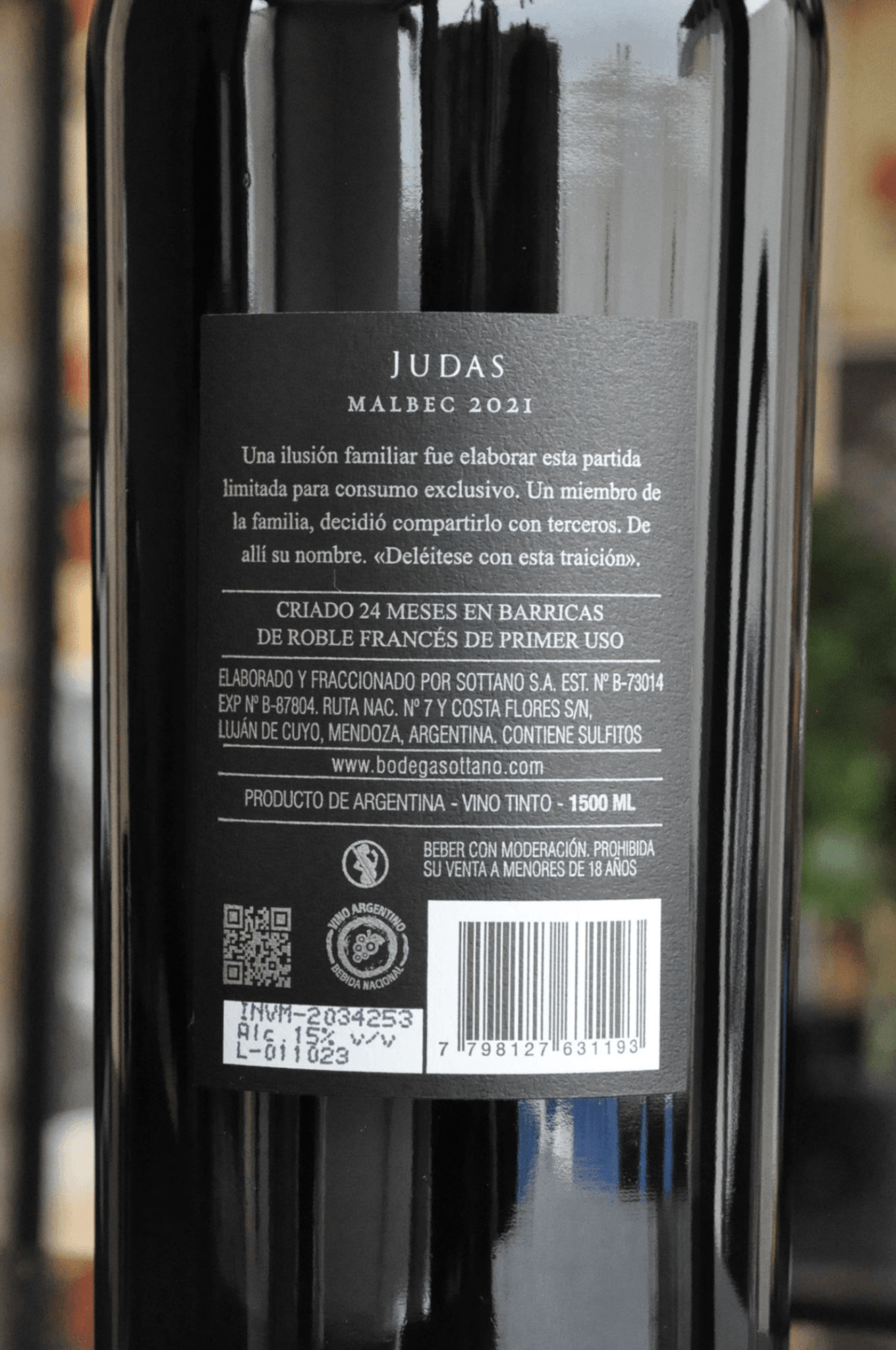 Judas Malbec 2021 - Garrafa Magnum 1,5 L - BebaVino
