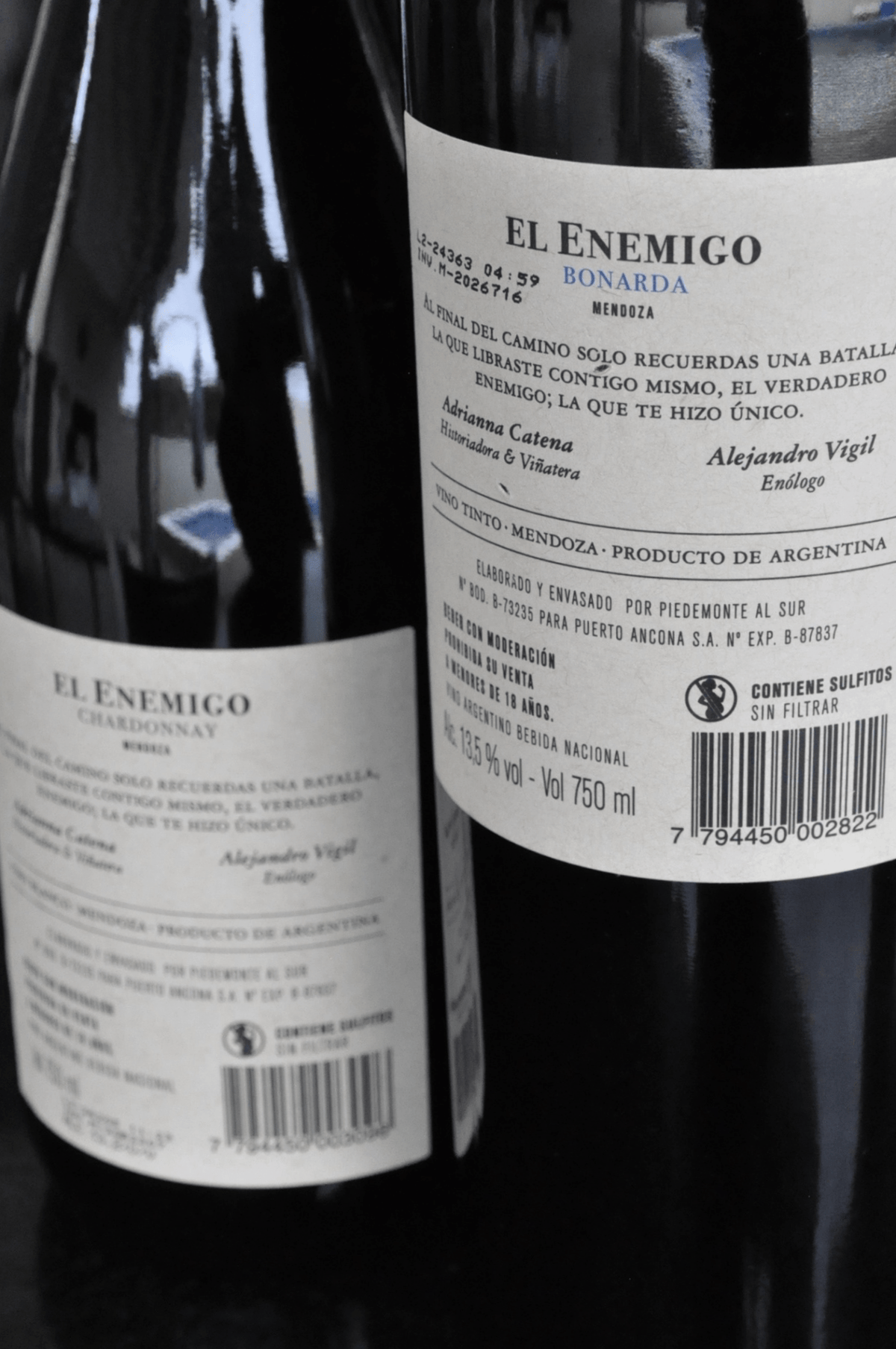 Kit El Enemigo 1 Chardonnay + 1 Bonarda - BebaVino