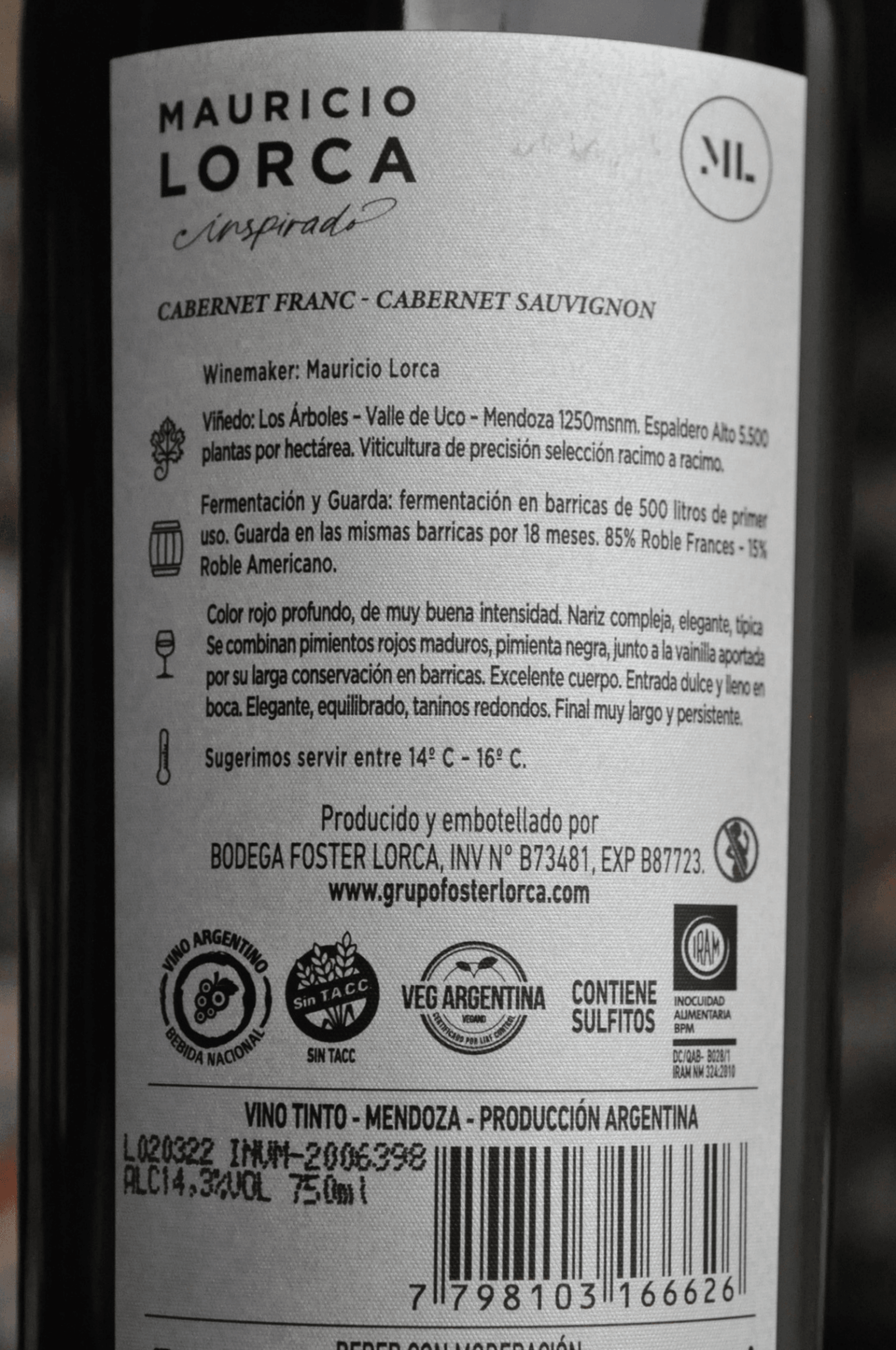 Mauricio Lorca Inspirado Cabernet Cabernet 2018 - BebaVino