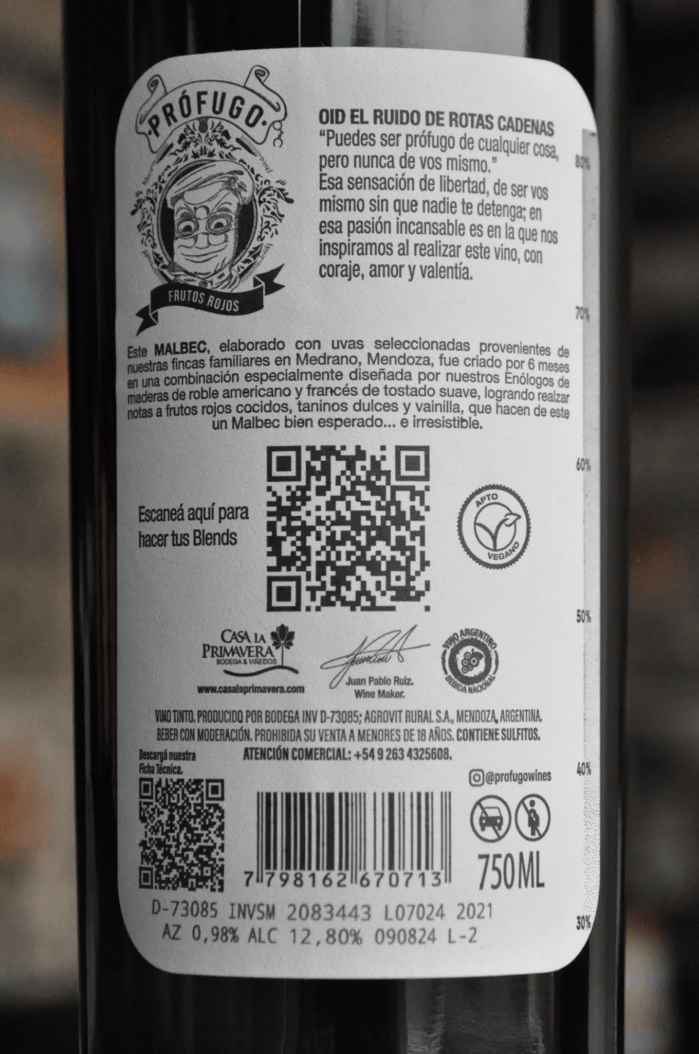Prófugo Frutos Rojos Malbec - BebaVino