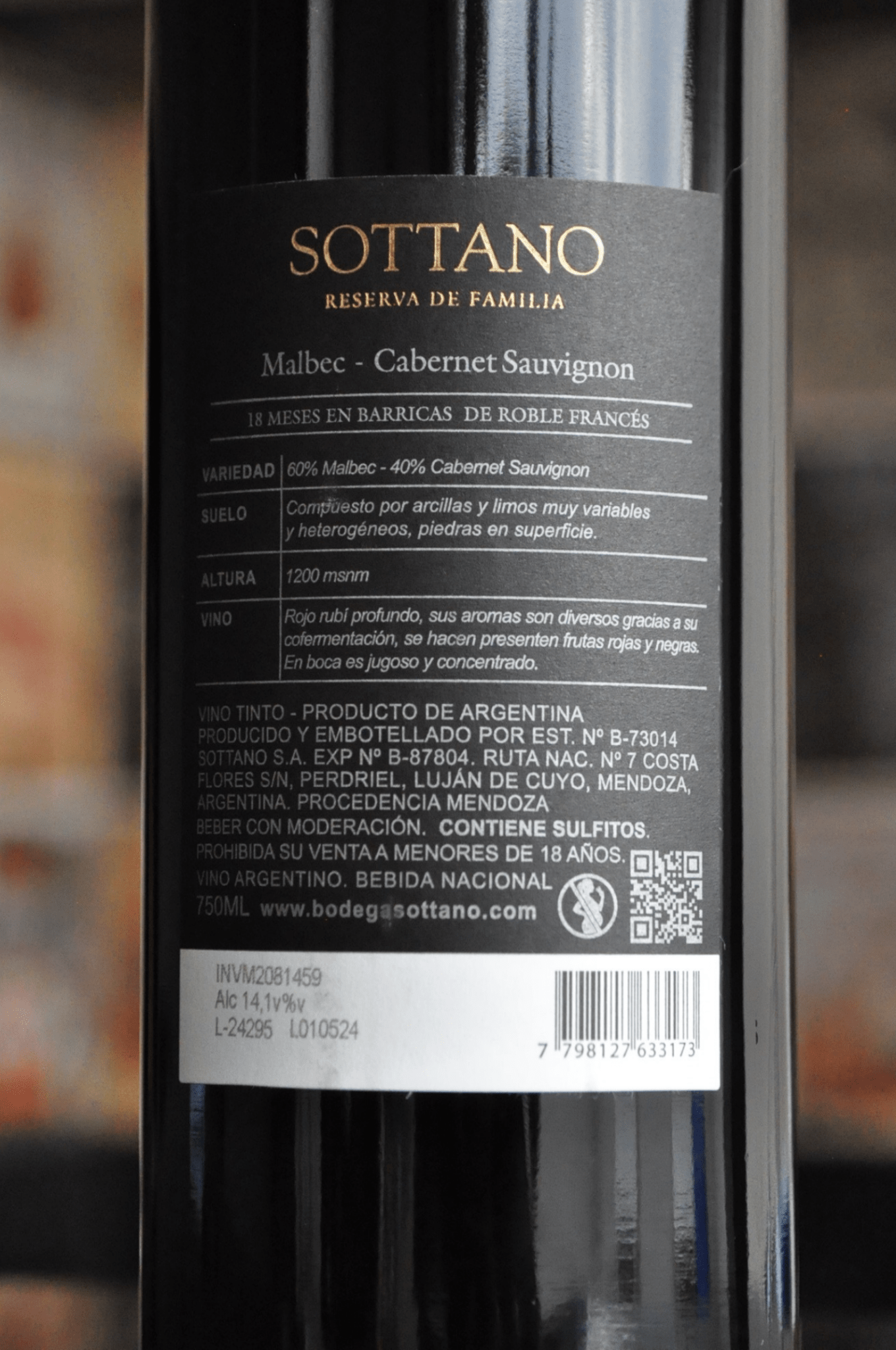 Reserva de Familia Sottano 18 Meses - Malbec Cabernet Sauvignon 2022 - BebaVino